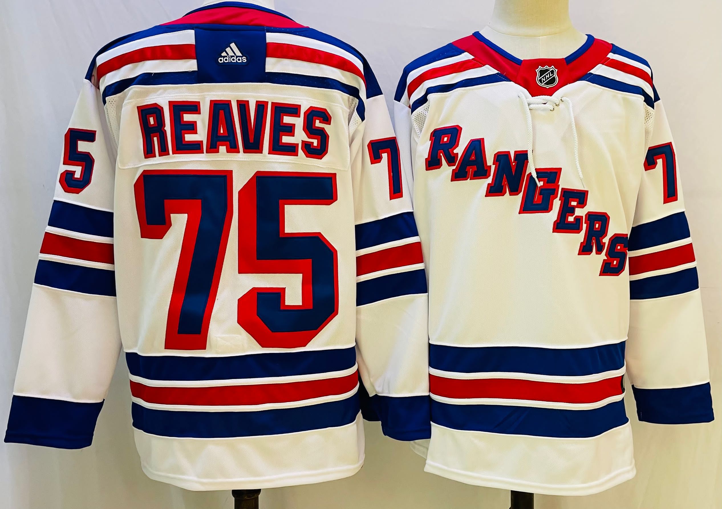 Men New York Rangers #75 Reaves White Throwback 2022 Adidas NHL Jersey->new york rangers->NHL Jersey